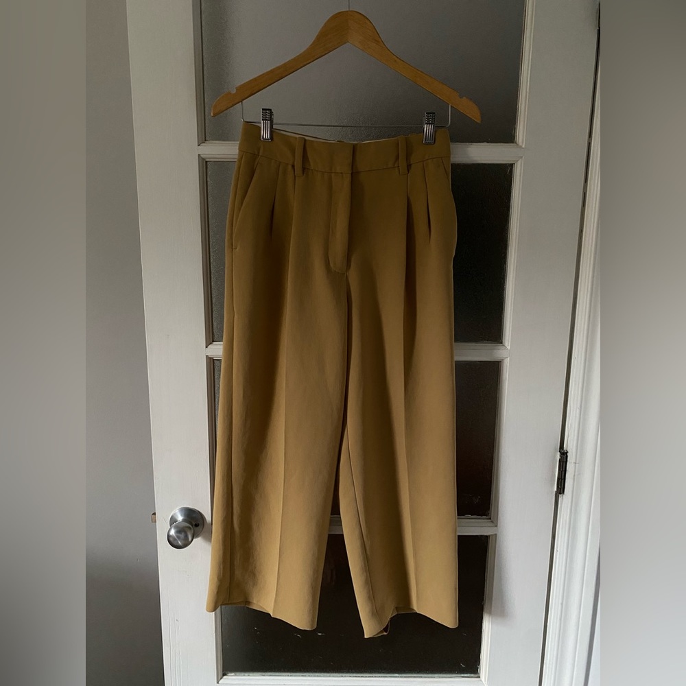 Wilfred Aritzia Wide-Leg Pleated Trousers in Camel - Picture 1 of 6